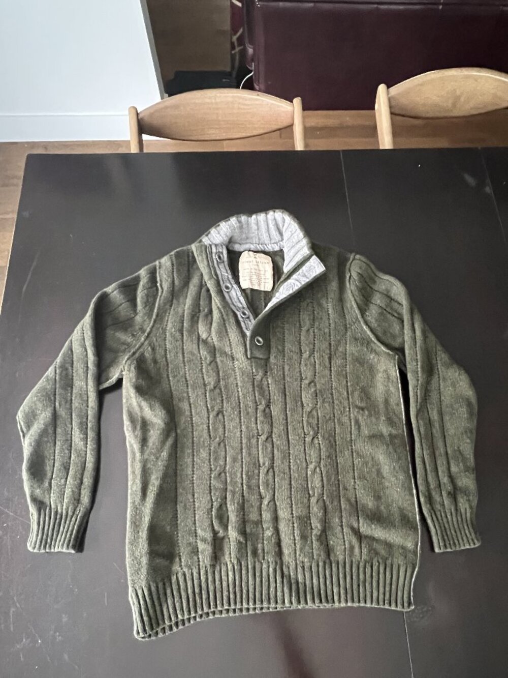 Tommy Bahama Men’s Cable Knit Sweater 1XB Olive Green Lambswool Blend Pullover